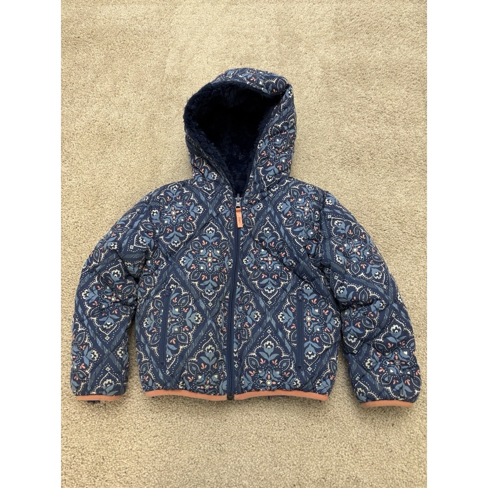 Garnet Hills Kids Reversible Fleece Puffer Jacket Hooded Size Medium Cozy